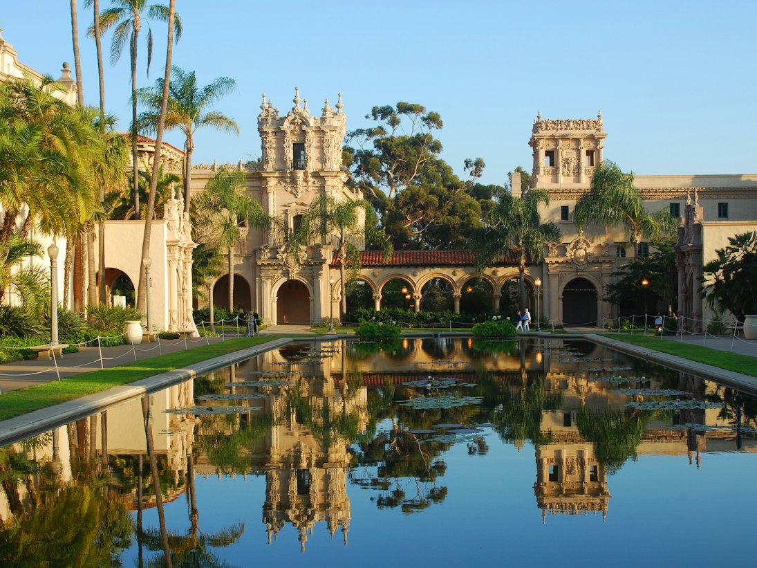 Architecture and reflecting pool at Balboa Park